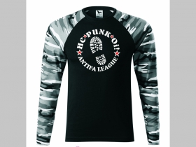 Hardcore Punk Oi! Antifa League pánske tričko (nie mikina!!) s dlhými rukávmi vo farbe " metro " čiernobiely maskáč gramáž 160 g/m2 materiál 100%bavlna